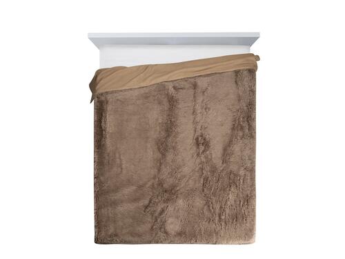 Jemná chlpatá deka s vysokým vlasom - Tifany, tmavobéžová 200 x 220 cm